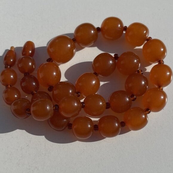 Antique Genuine Baltic Amber Egg Yolk Butterscotch Caramel Necklace Barrel Clasp - Picture 15 of 15